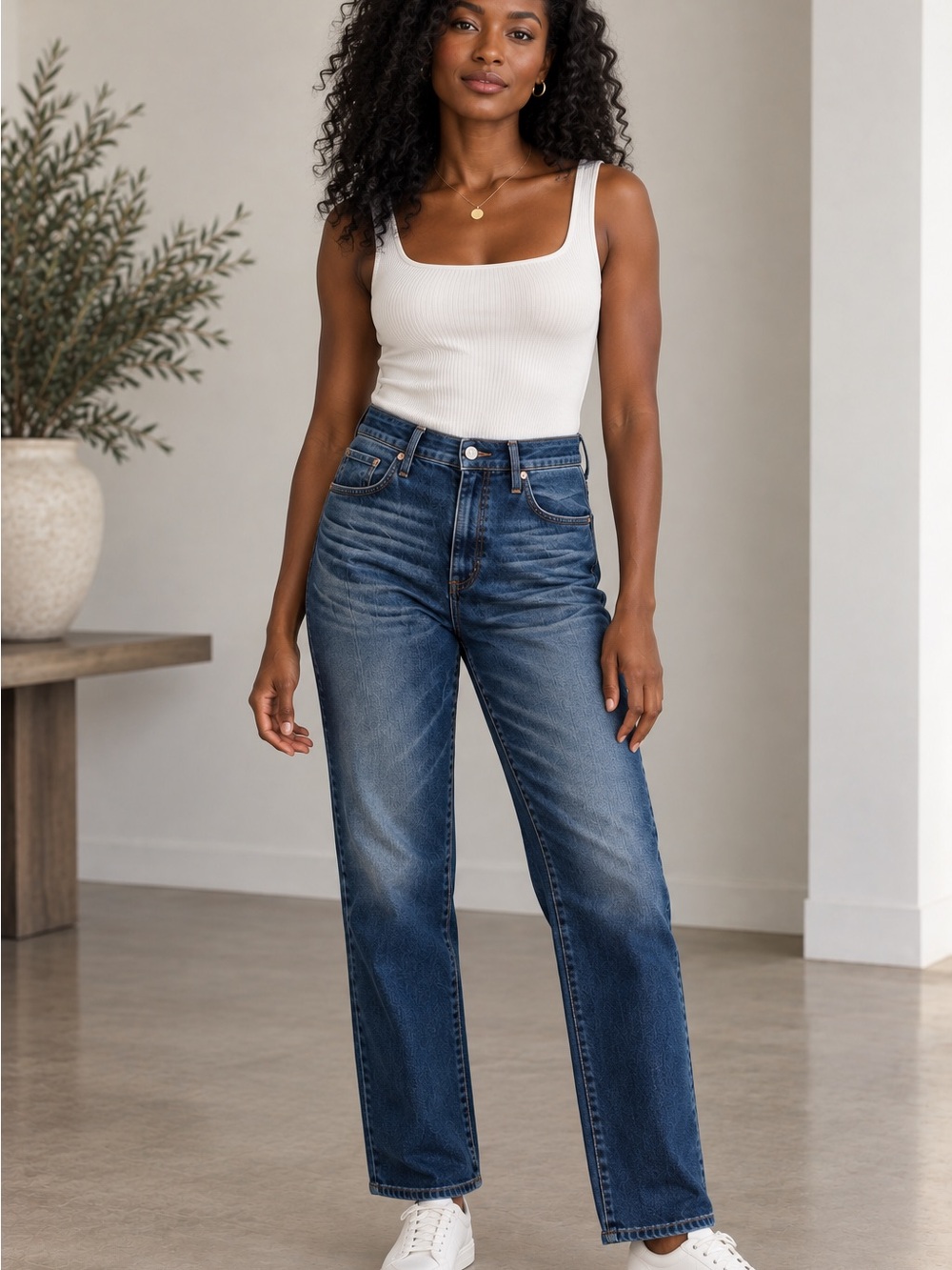 Ag Adriano Goldschmied The Phoebe Straight Leg Jeans - Medium Blue Wash